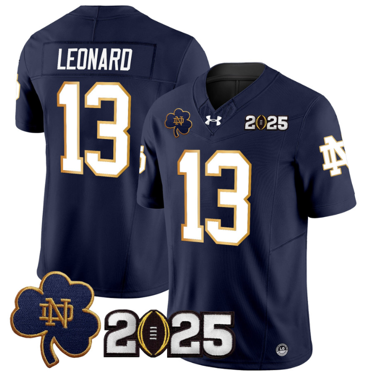 Riley Leonard Jersey #13 Notre Dame 2025 CFP Final Patch Navy