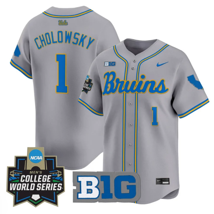 Roch Cholowsky Jersey #1 UCLA Bruins 2025 World Series Stitched Gray