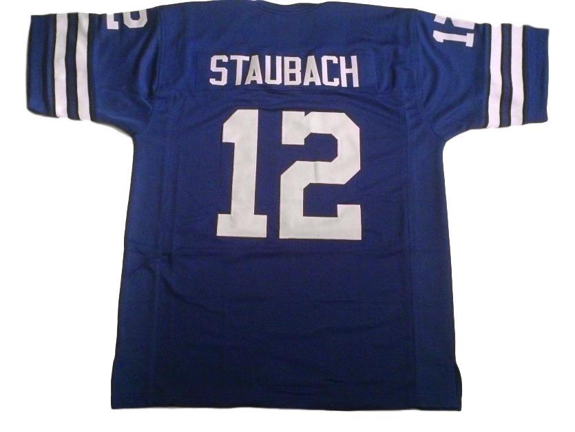 Roger Staubach CUSTOM STITCHED Unsigned Football Blue Jersey