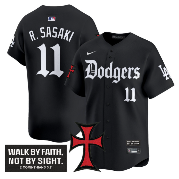 Roki Sasaki Jersey #11 Dodgers Faith Glory Edition Vapor Premier Limited Stitched Black