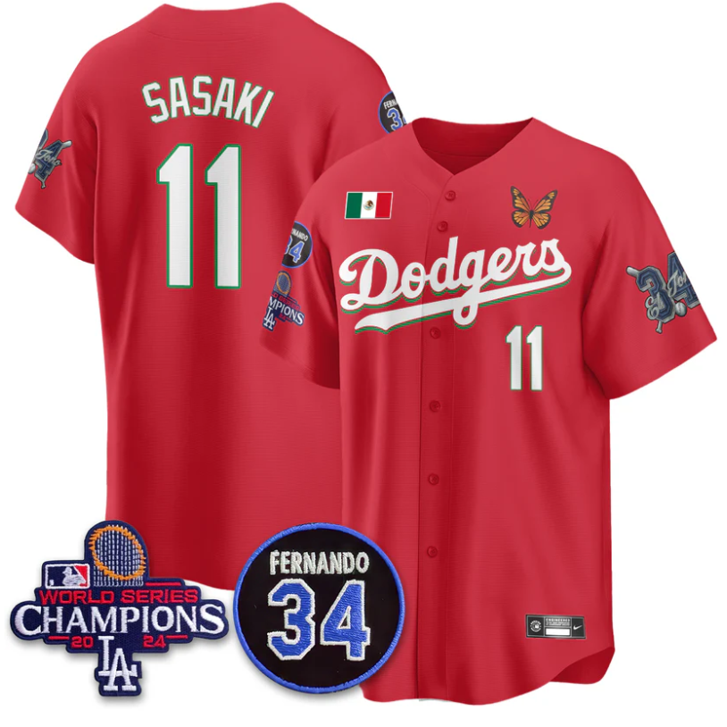 Roki Sasaki Jersey #11 Los Angeles Dodgers Mexican For 34 Stitched Red