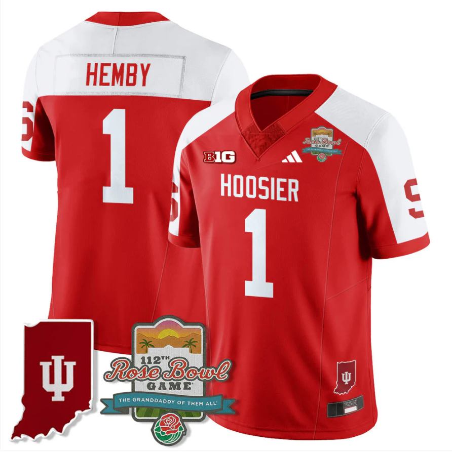 Roman Hemby Jersey #1 Indiana Hoosiers Rose Bowl 112th Patch Stitched