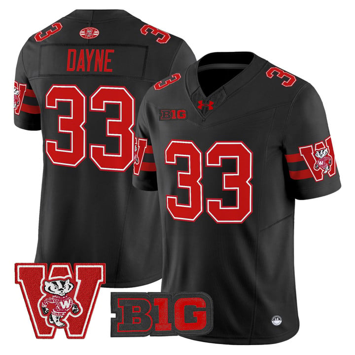 Ron Dayne Jersey #33 Wisconsin Badgers Throwback Stitched Black