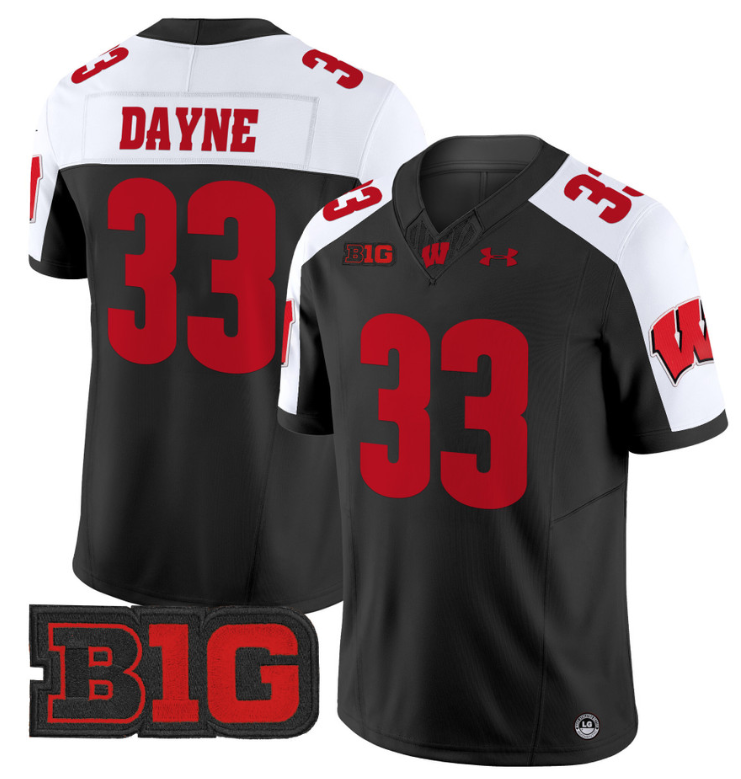 Ron Dayne Jersey #33 Wisconsin Badgers Vapor Football Stitched Black Alternate