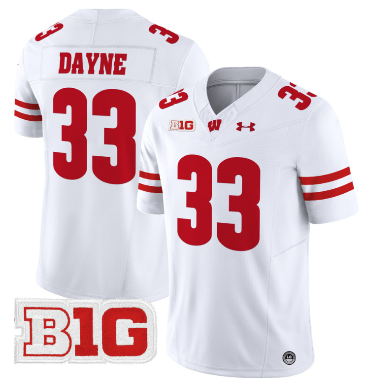 Ron Dayne Jersey #33 Wisconsin Badgers Vapor Football Stitched White