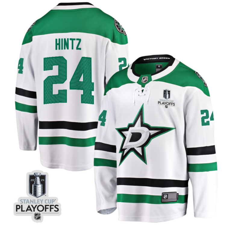 Roope Hintz 24 Dallas Stars 2024 NHL Playoffs Patch Away Breakaway Jersey - Men
