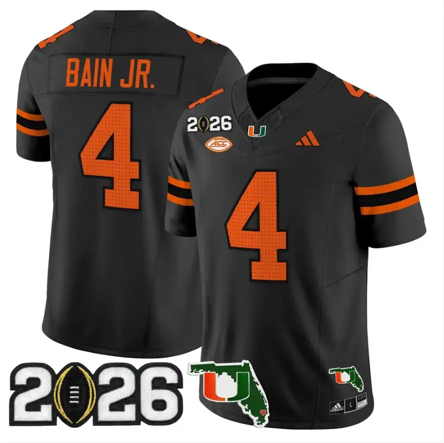 Rueben Bain Jr Jersey #4 Miami Hurricanes 2026 CFP Final Stitched