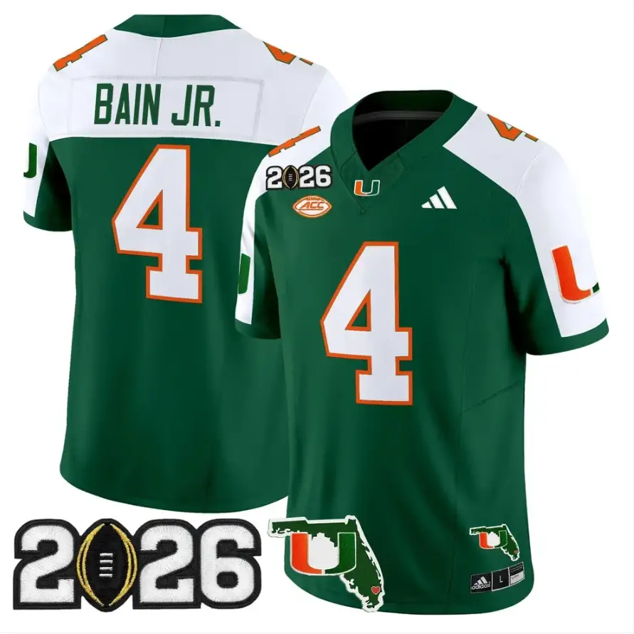 Rueben Bain Jr Jersey #4 Miami Hurricanes 2026 CFP Final Stitched