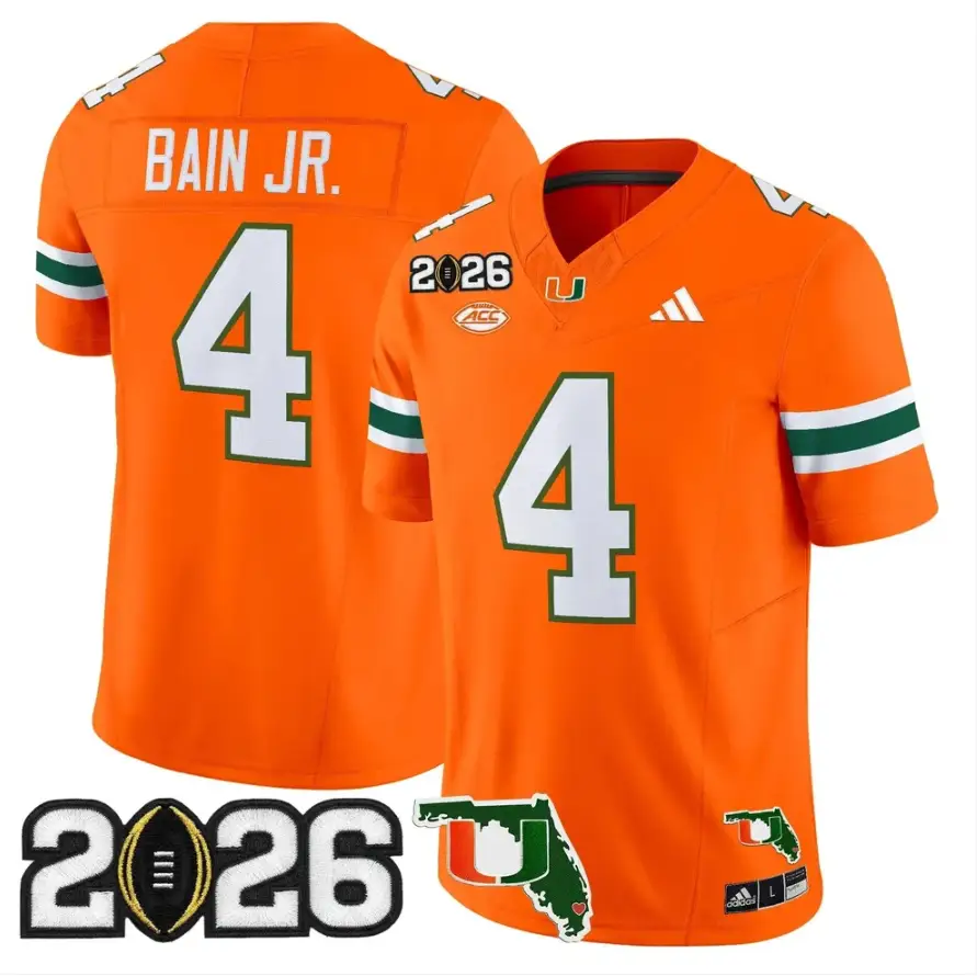 Rueben Bain Jr Jersey #4 Miami Hurricanes 2026 CFP Final Stitched