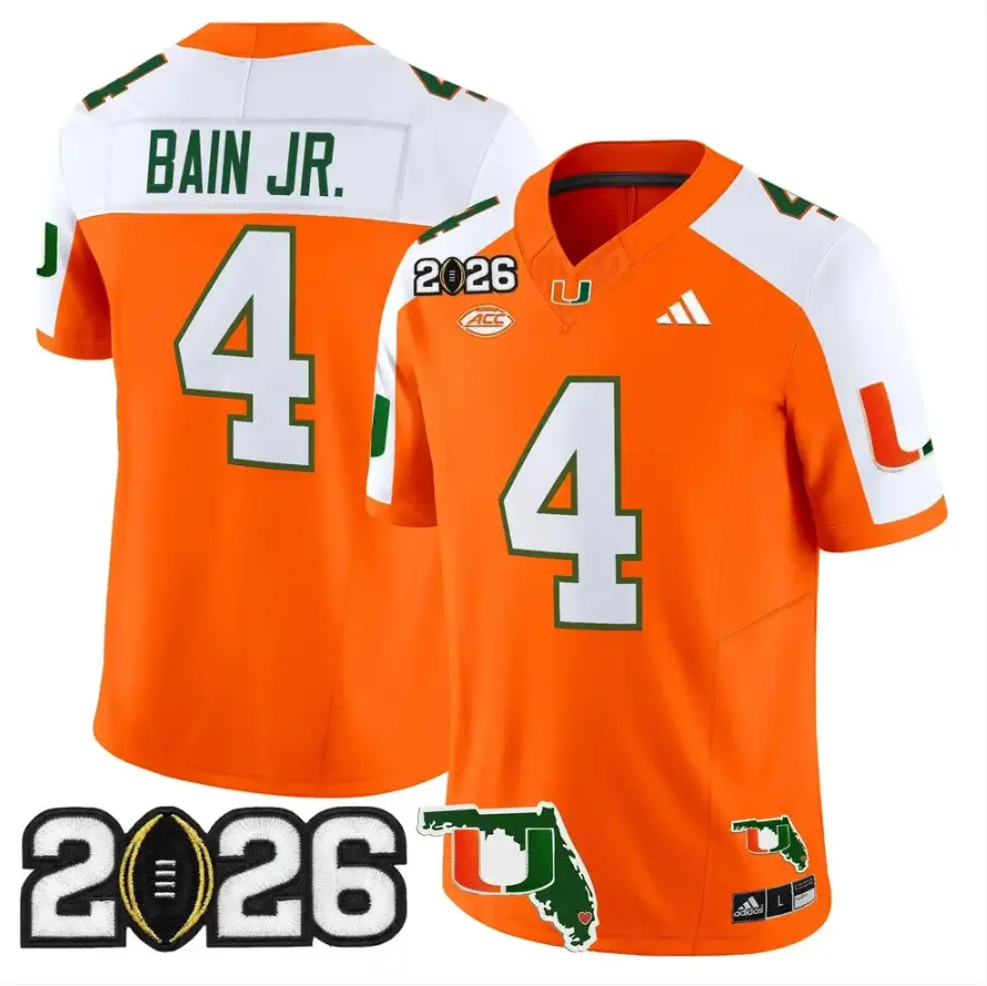 Rueben Bain Jr Jersey #4 Miami Hurricanes 2026 CFP Final Stitched