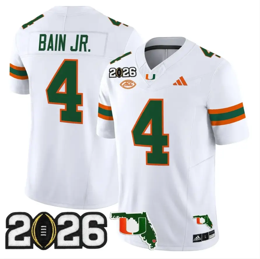 Rueben Bain Jr Jersey #4 Miami Hurricanes 2026 CFP Final Stitched