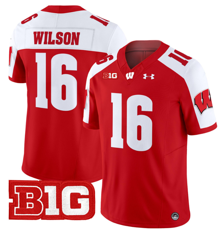 Russell Wilson Jersey #16 Wisconsin Badgers Vapor Football Stitched Red Alternate