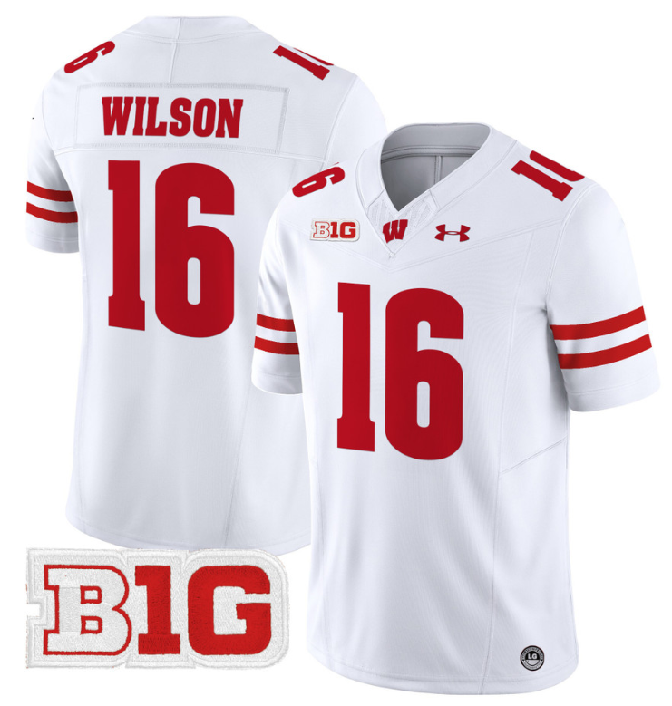 Russell Wilson Jersey #16 Wisconsin Badgers Vapor Football Stitched White