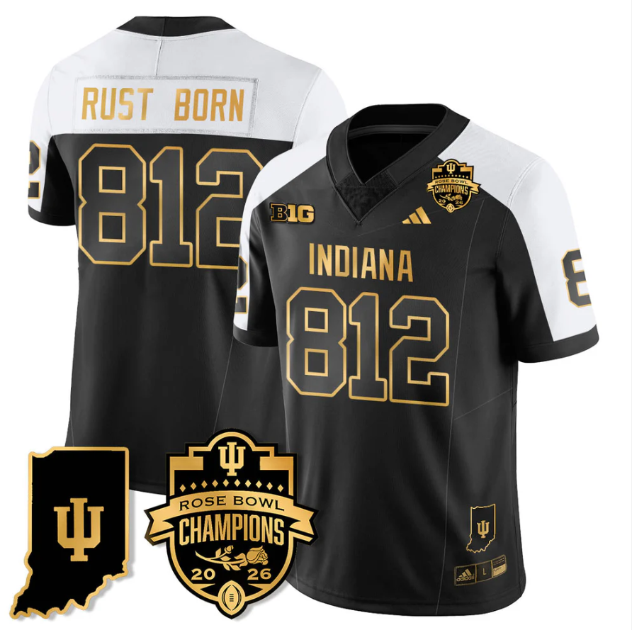 Rust Born Jersey #812 Indiana Hoosiers 2026 Rose Bowl Champions Patch Stitched