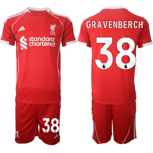 Ryan Gravenberch Jersey #38 Liverpool Red Home 2025-26 Soccer Suit