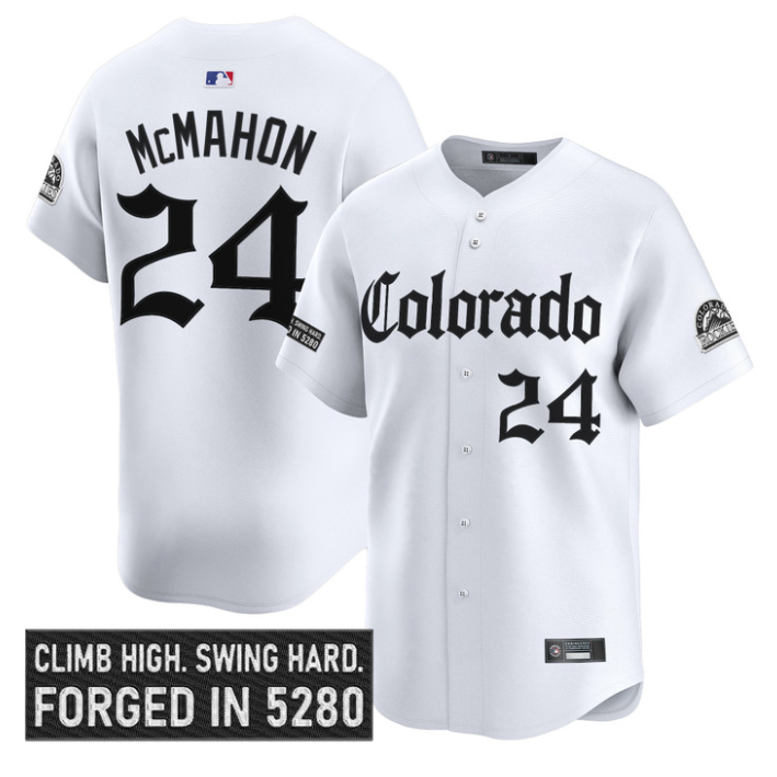 Ryan McMahon Jersey #24 Colorado Rockies Gothic Mile High Shadows Edition White