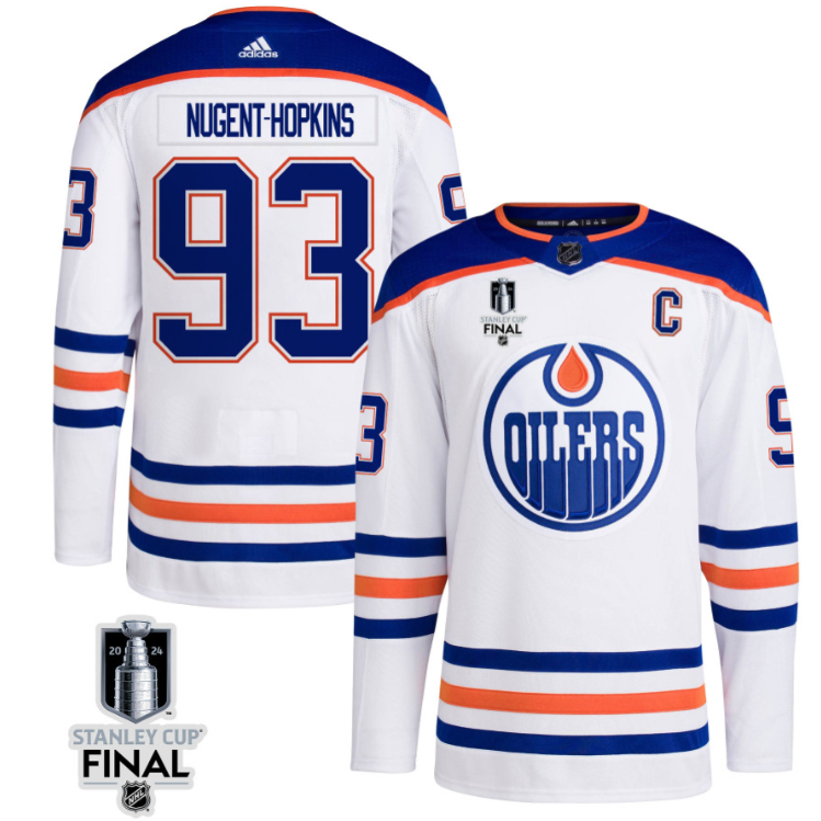 Ryan Nugent-Hopkins 93 Edmonton Oilers 2024 STANLEY CUP Final Away Jersey Men, White