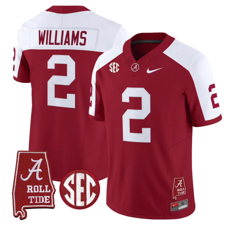 Ryan Williams Jersey #2 Alabama Crimson Tide Throwback Map Stitched