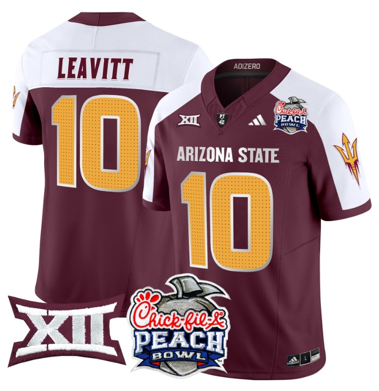 Sam Leavitt Jersey #10 Arizona State Sun Devils 2025 Peach Bowl Maroon Alternate