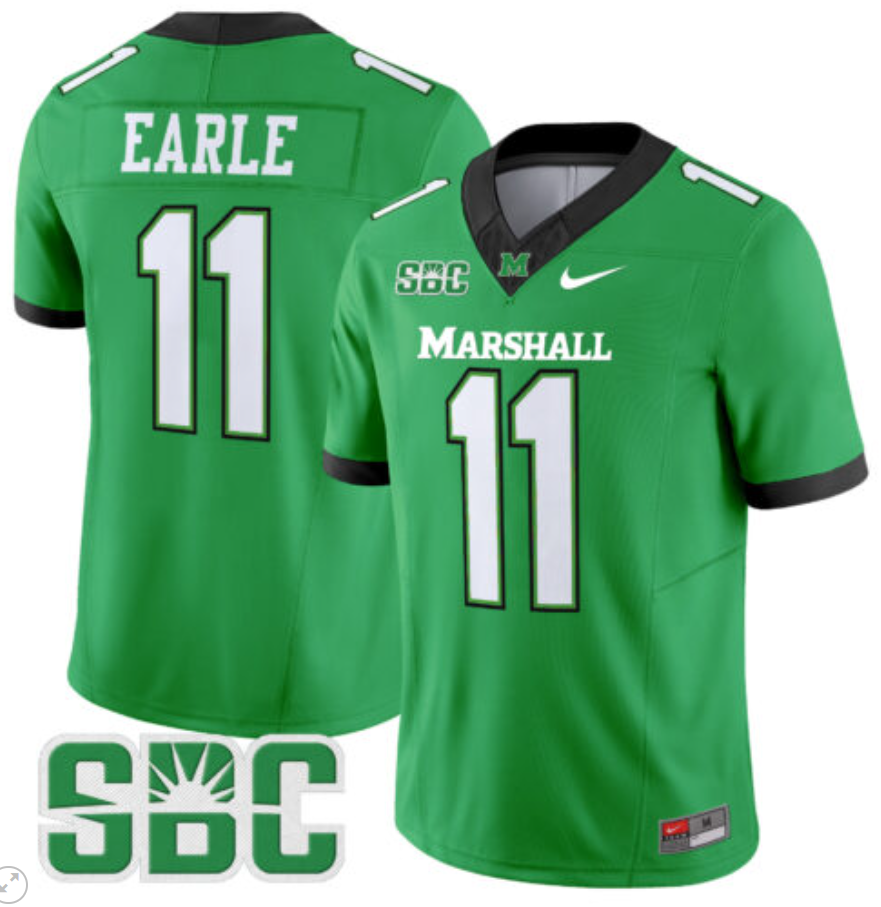 Stone Earle Jersey #11 Marshall Thundering Herd Vapor Limited Football White