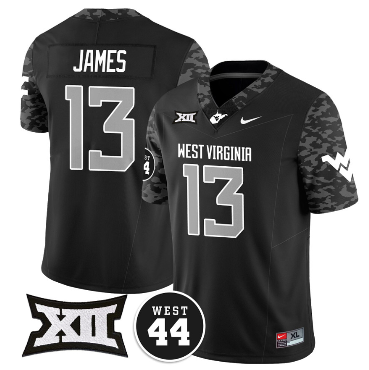 Sam James Jersey #13 West Virginia Mountaineers 2024 Vapor Limited Football Honor Jerry West Stitched Coal