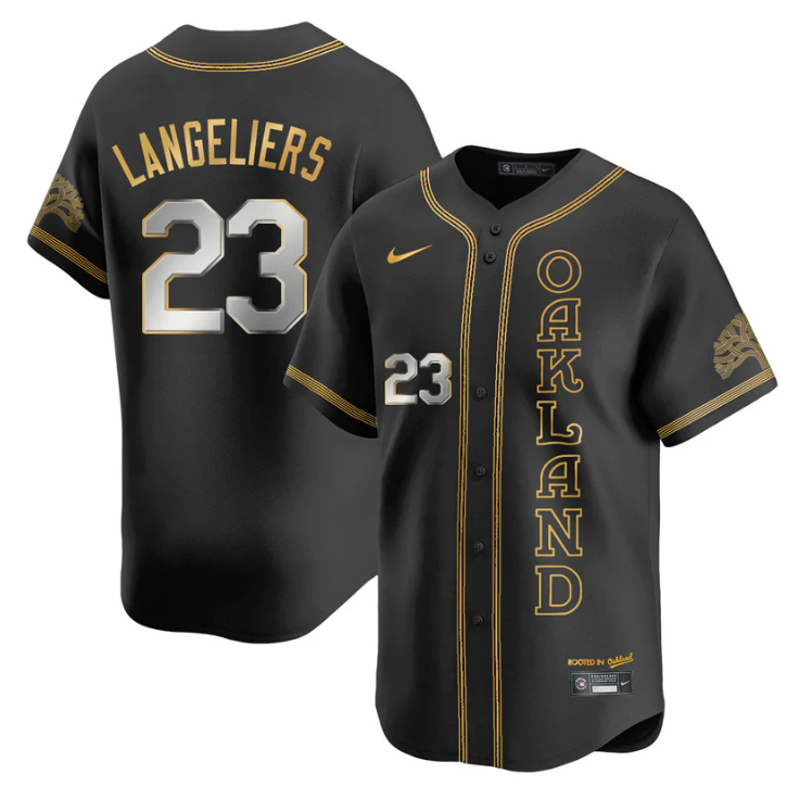 Shea Langeliers Jersey #23 Oakland Athletics City Connect Concept Stitched Black Gold