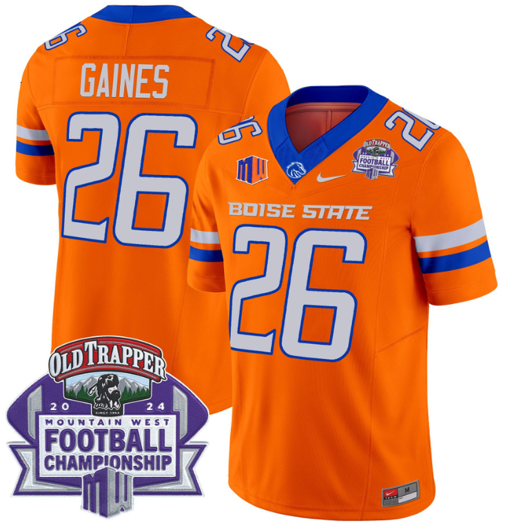 Sire Gaines Jersey #26 Boise State Broncos 2024 Championship Vapor Orange