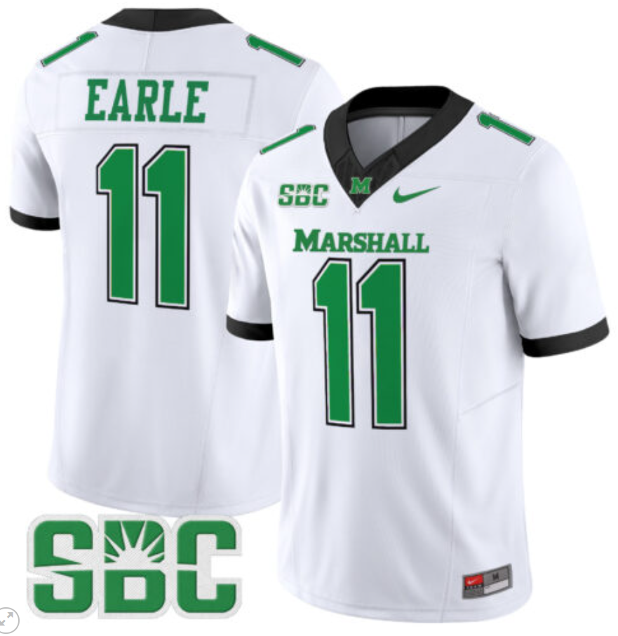 Stone Earle Jersey #11 Marshall Thundering Herd Vapor Limited Football White