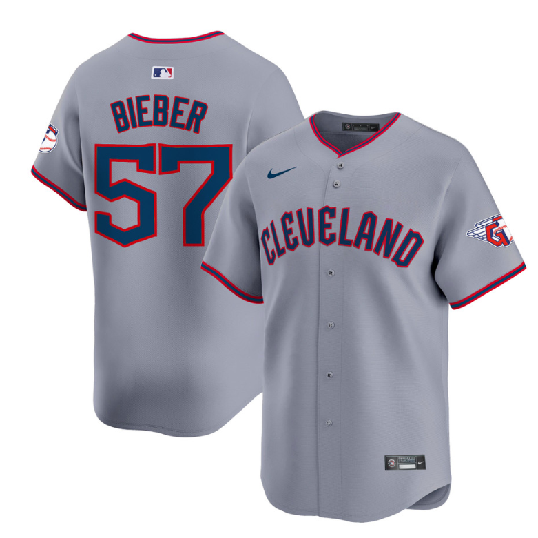 Shane Bieber Jersey #57 Cleveland Guardians 2025 Vapor Premier Limited All Stitched Gray