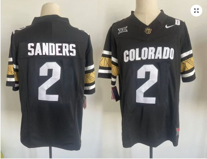 Shadeur Sanders Jersey #2 Colorado Buffaloes Football Black Home Alternative 2