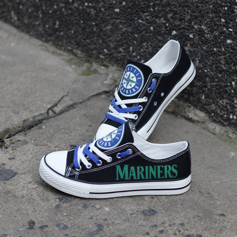 Seattle Mariners Limited Print MLB Baseball Fans Low Top Canvas Shoes Sport Sneakers T-DJ125H