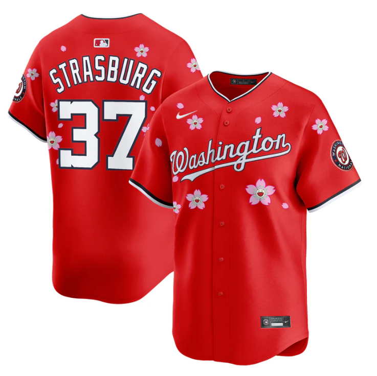 Stephen Strasburg Jersey #37 Washington Nationals Cherry Blossom Vapor Premier Limited Stitched Red