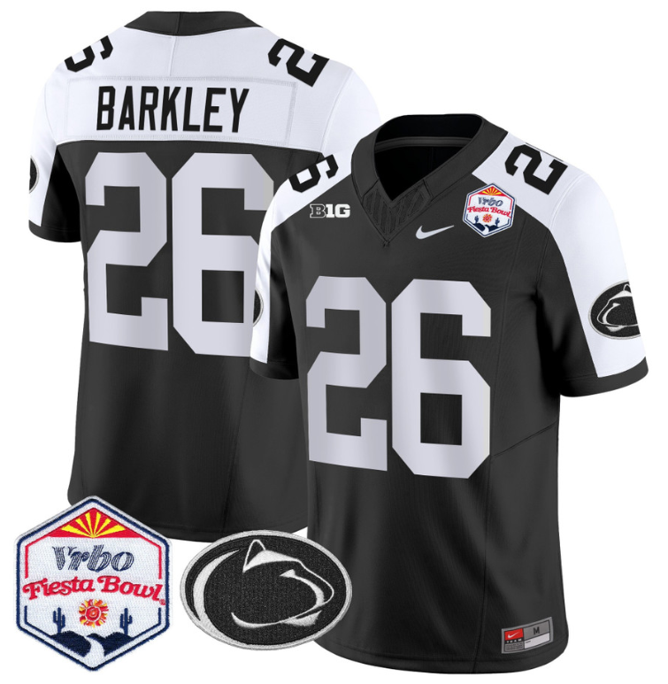 Saquon Barkley Jersey #26 Penn State 2024 Fiesta Bowl Patch Black Alternate
