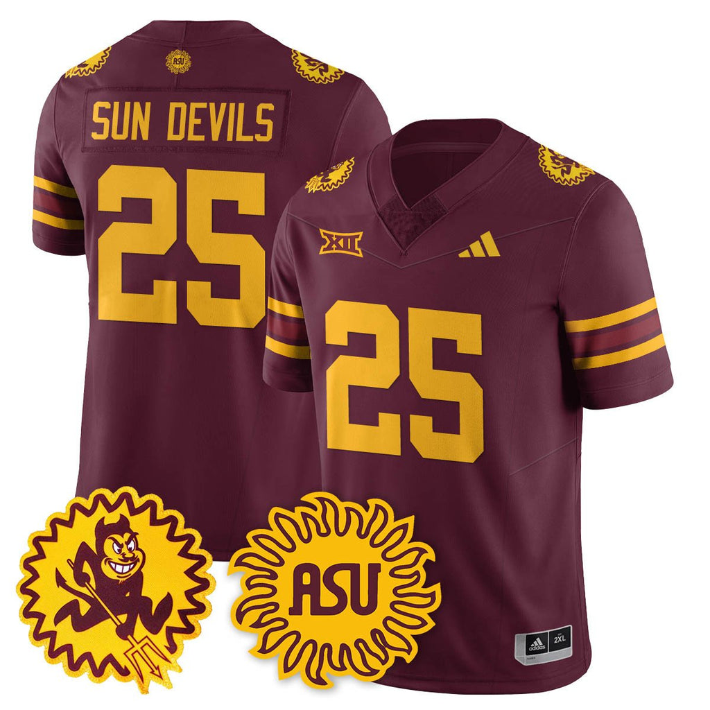 Sun Devils Jersey #25 Arizona State 1975 Throwback Uniform Stitched Maroon