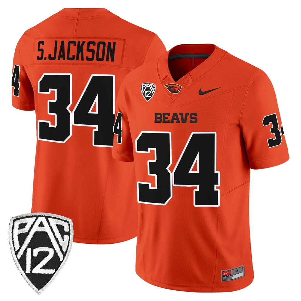 Steven Jackson Jersey #34 Oregon State Beavers 2025 Limited Stitched Orange