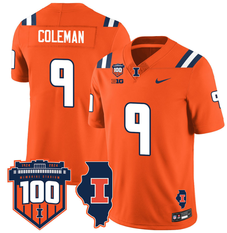 Seth Coleman Jersey #9 Illinois Fighting Vapor Limited College Football Stitched Orange