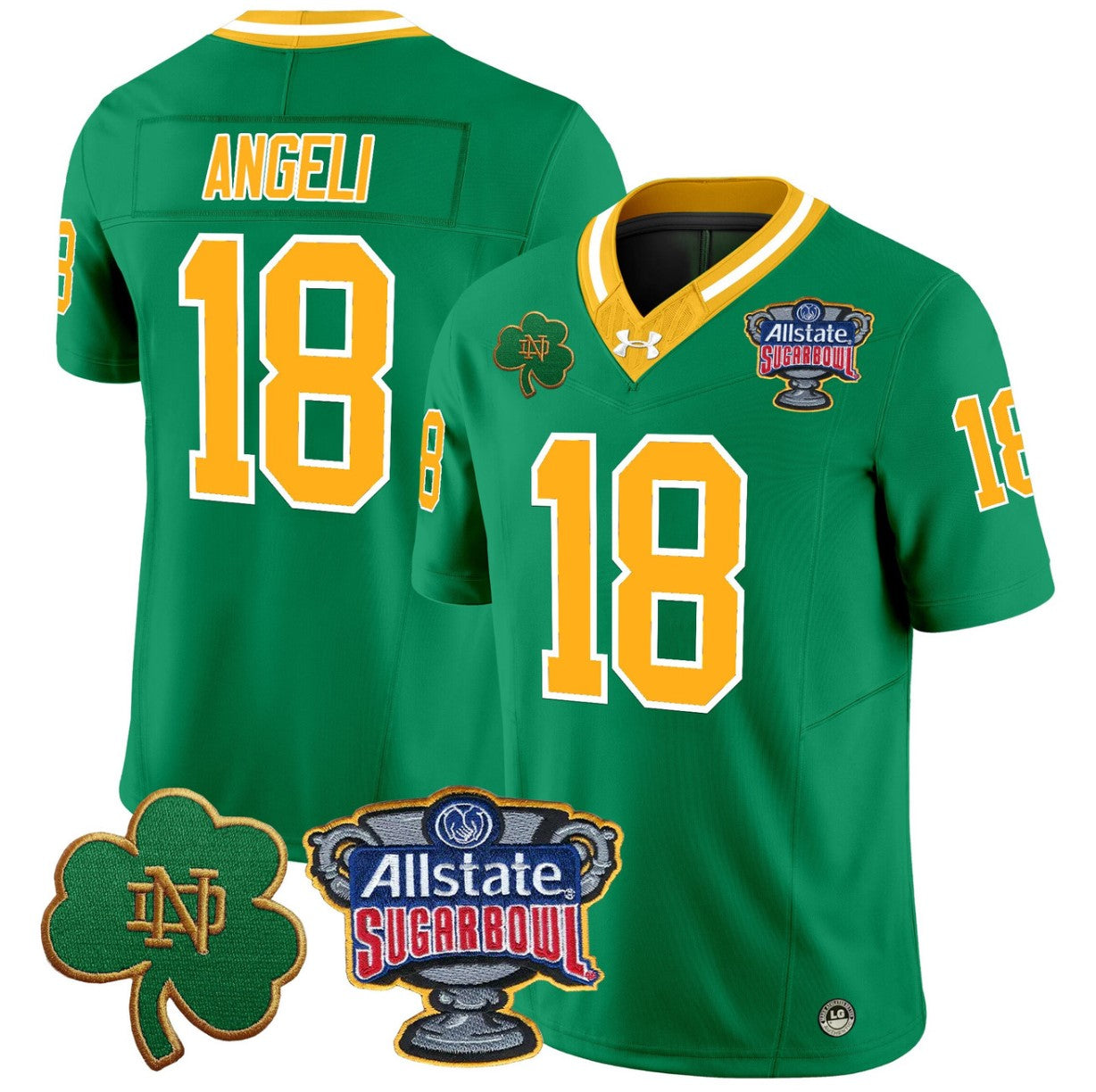 Steve Angeli Jersey #18 Notre Dame 2024 Sugar Bowl Patch V2 Throwback