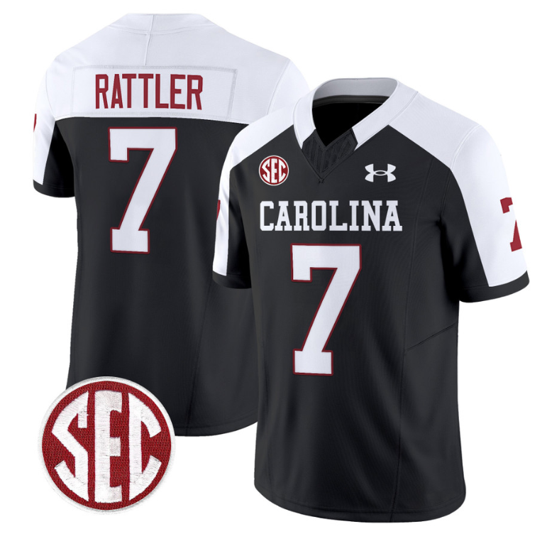 Spencer Rattler Jersey #7 South Carolina Gamecocks Football 1980 Throwback Vapor Limited SEC Patch Black Alternate