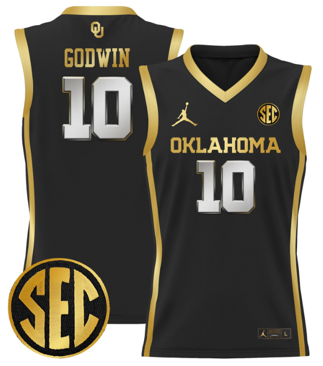 Sam Godwin Jersey #10 Oklahoma Sooners 2024 Lightweight Basketball Black Gold