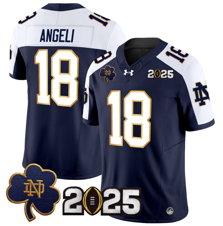 Steve Angeli Jersey #18 Notre Dame 2025 CFP Final Patch Navy Alternate