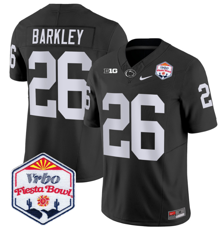 Saquon Barkley Jersey #26 Penn State 2024 Fiesta Bowl Patch Black
