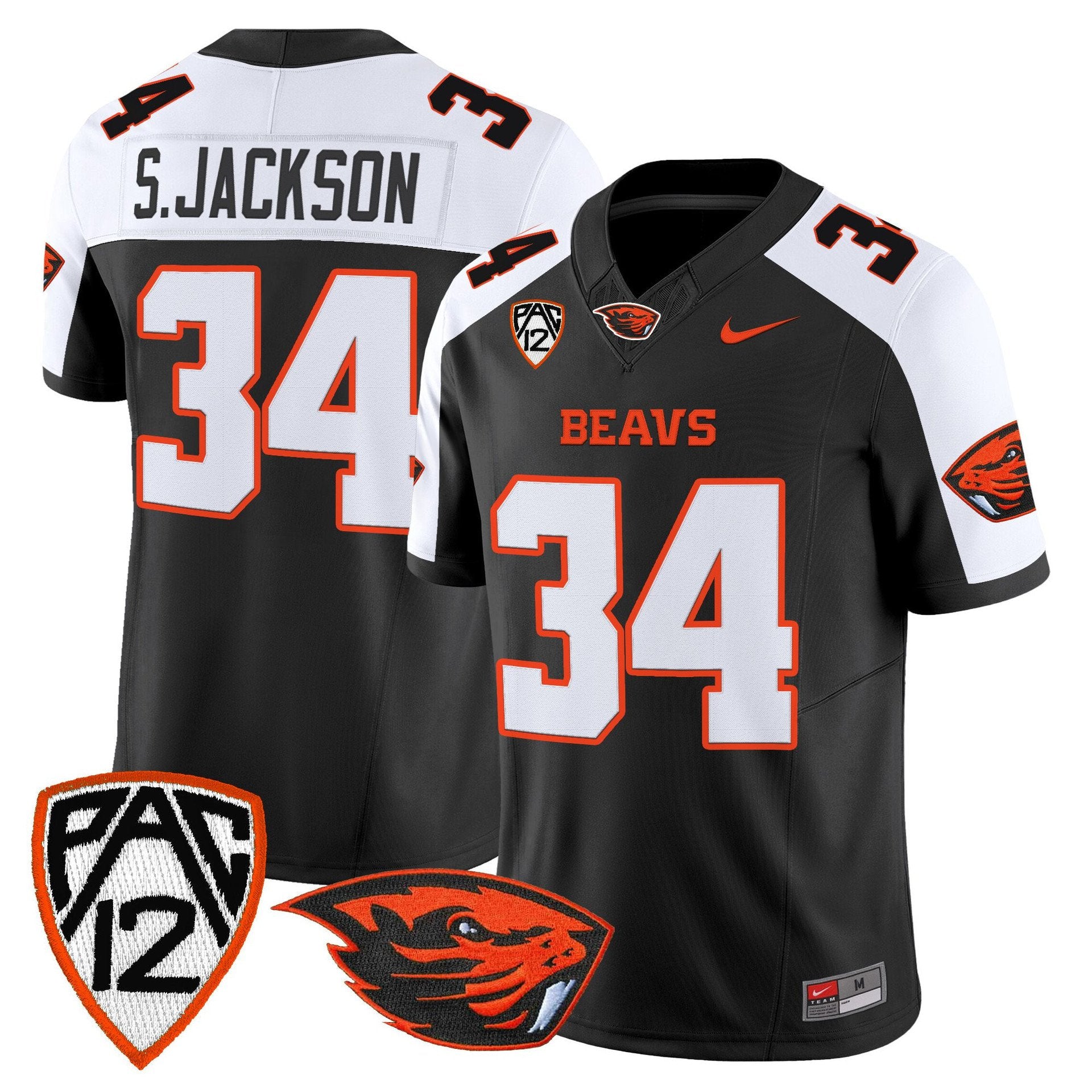 Steven Jackson Jersey #34 Oregon State Beavers 2025 Limited Stitched Black Alter
