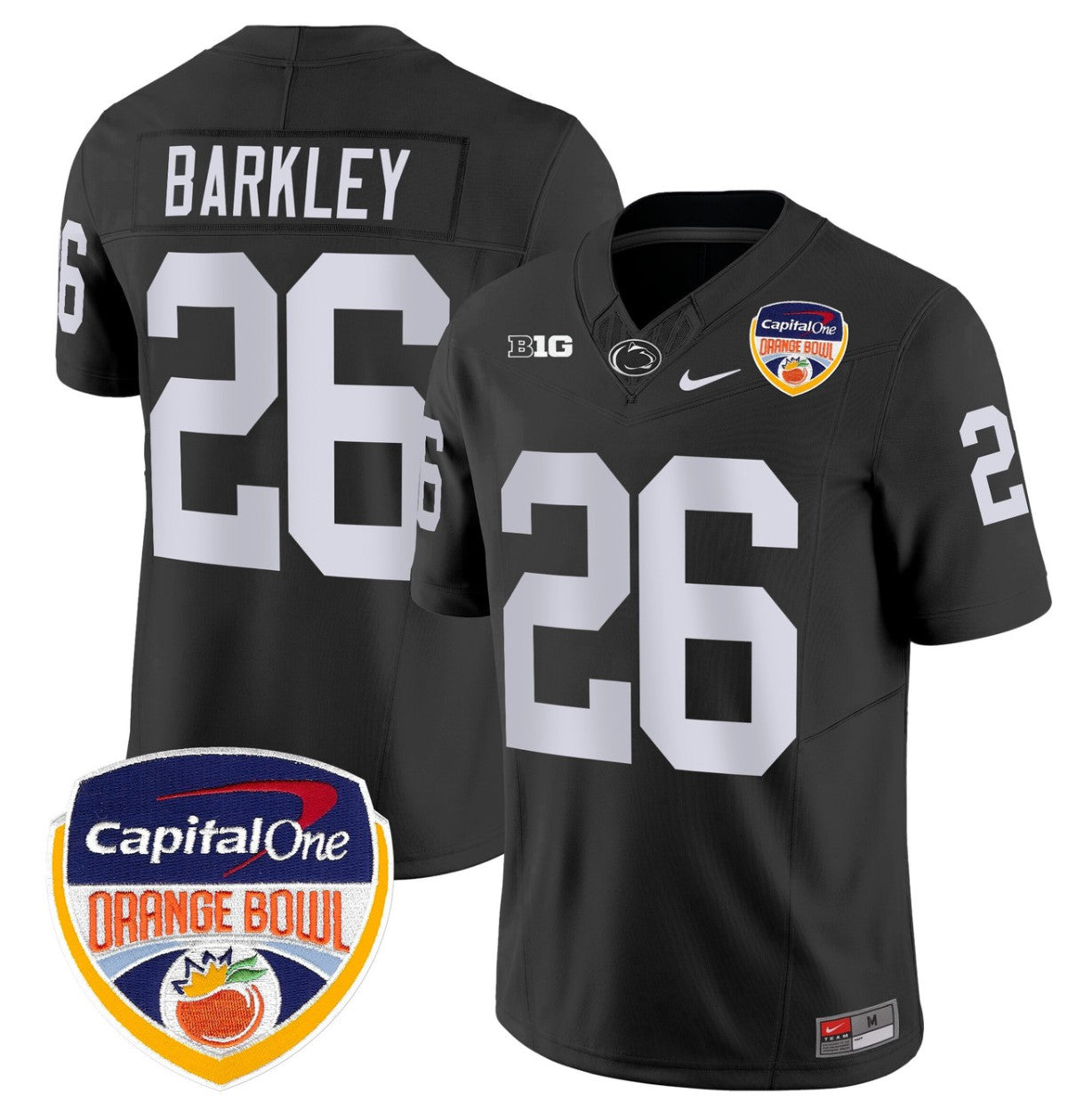 Saquon Barkley Jersey #26 Penn State Orange Bowl Patch Stitched Black