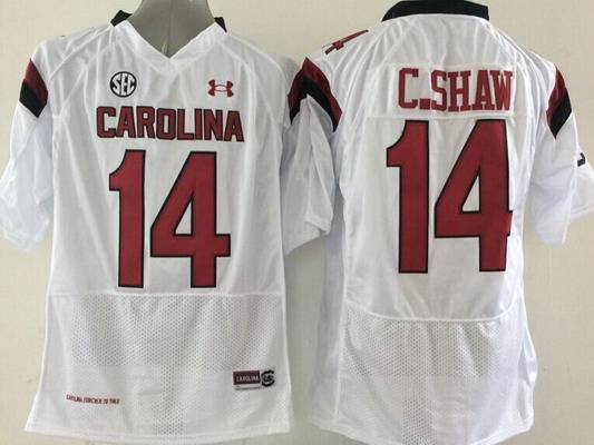 South Carolina Gamecocks #14 Connor Shaw White NCAA Football Under Armour Jersey