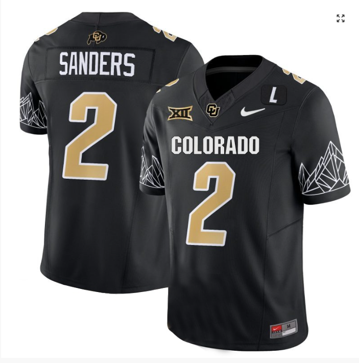 Shadeur Sanders Jersey #2 Colorado Buffaloes College Football Black Home