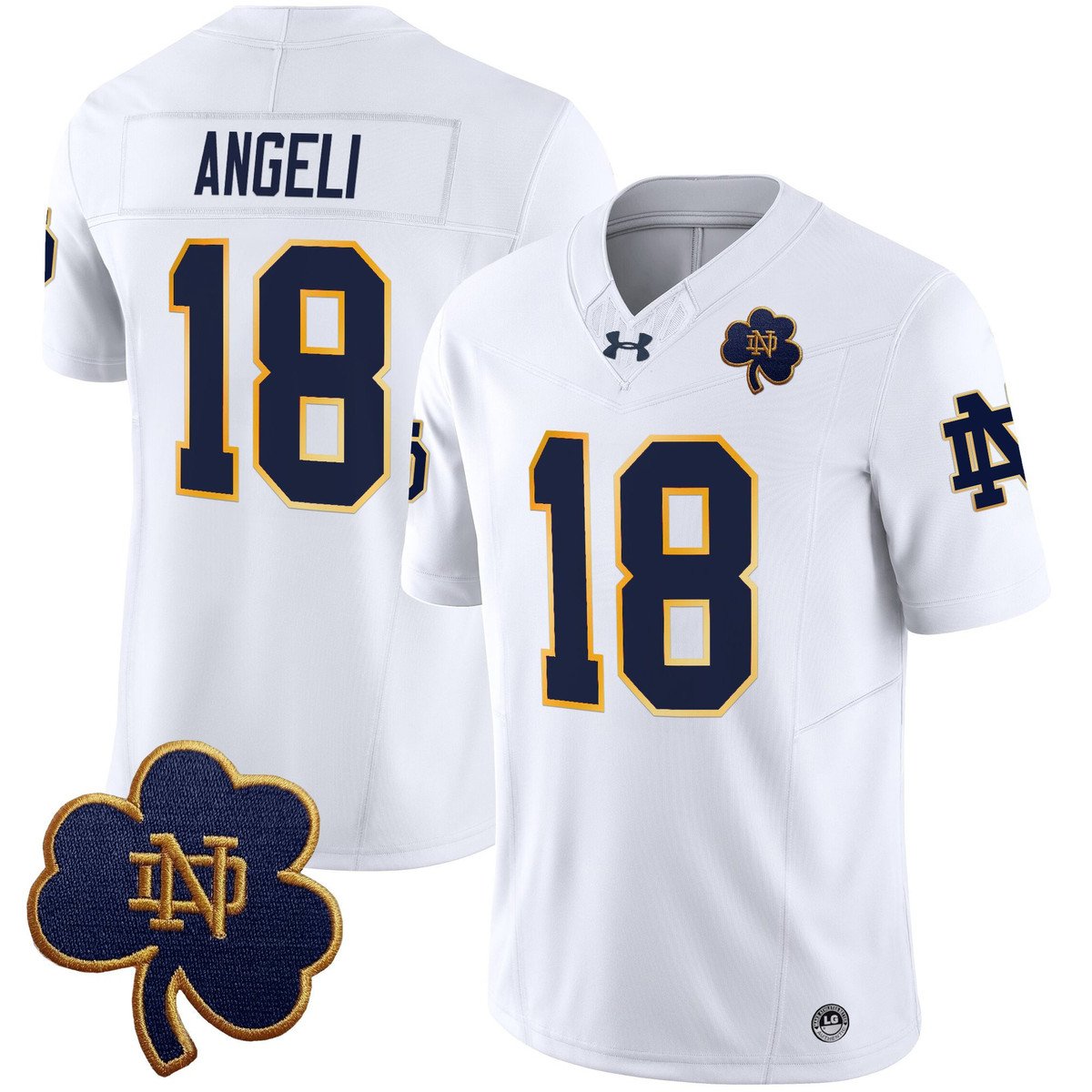 Steve Angeli Jersey #18 Notre Dame 2025 Vapor Limited V3 Stitched White