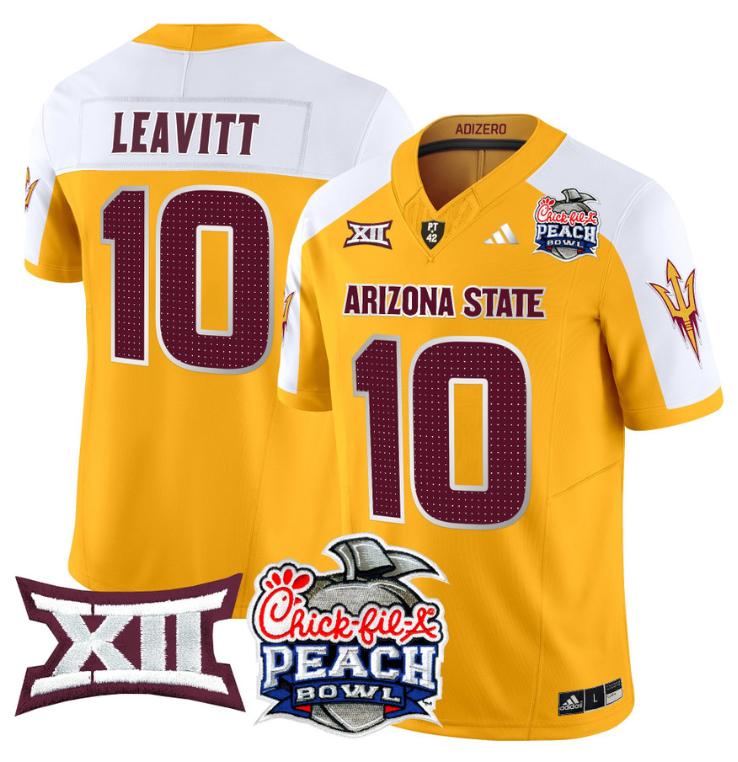 Sam Leavitt Jersey #10 Arizona State Sun Devils 2025 Peach Bowl Gold Alternate