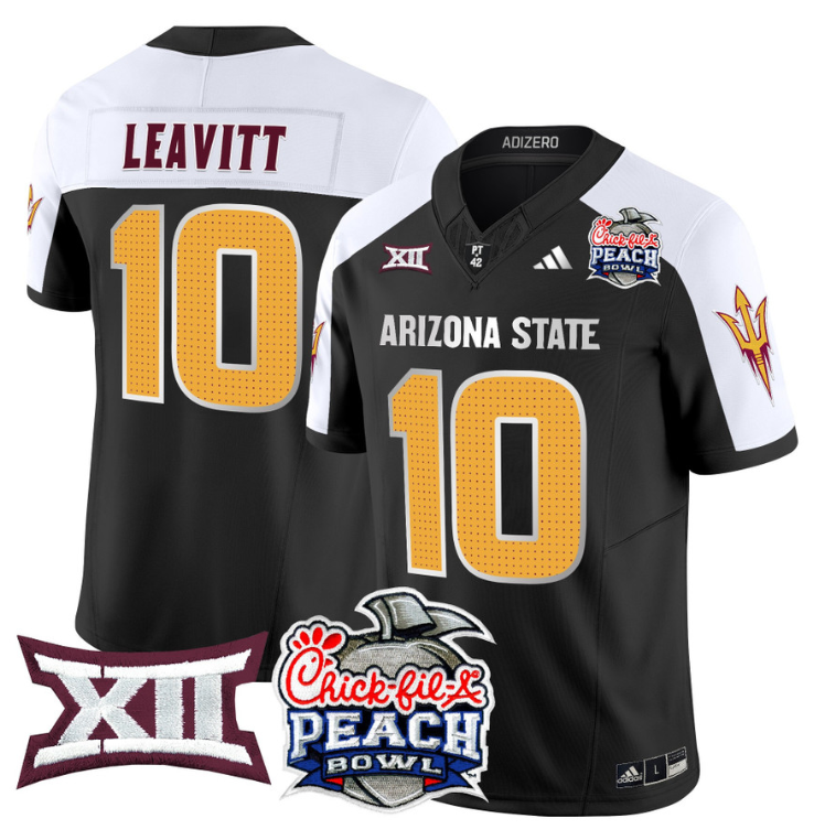 Sam Leavitt Jersey #10 Arizona State Sun Devils 2025 Peach Bowl Black Alternate