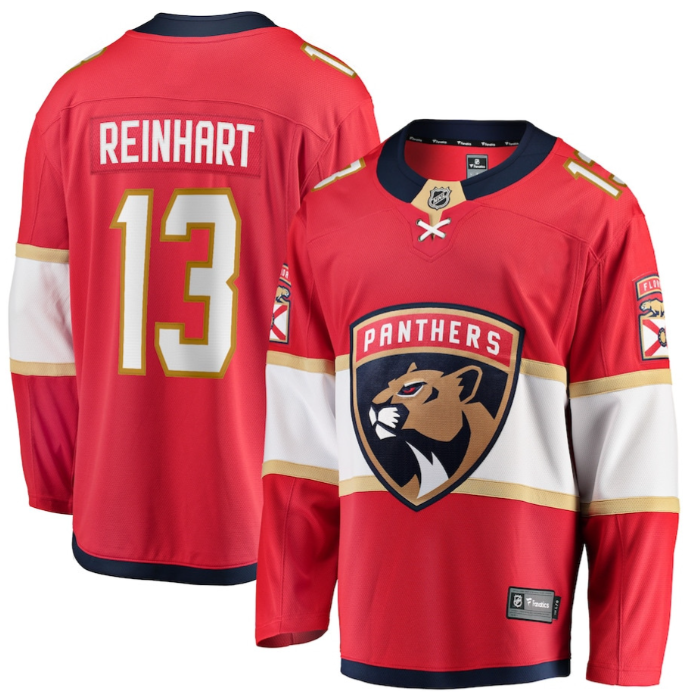 Sam Reinhart 13 Florida Panthers 2025 Breakaway Player Men Jersey Red