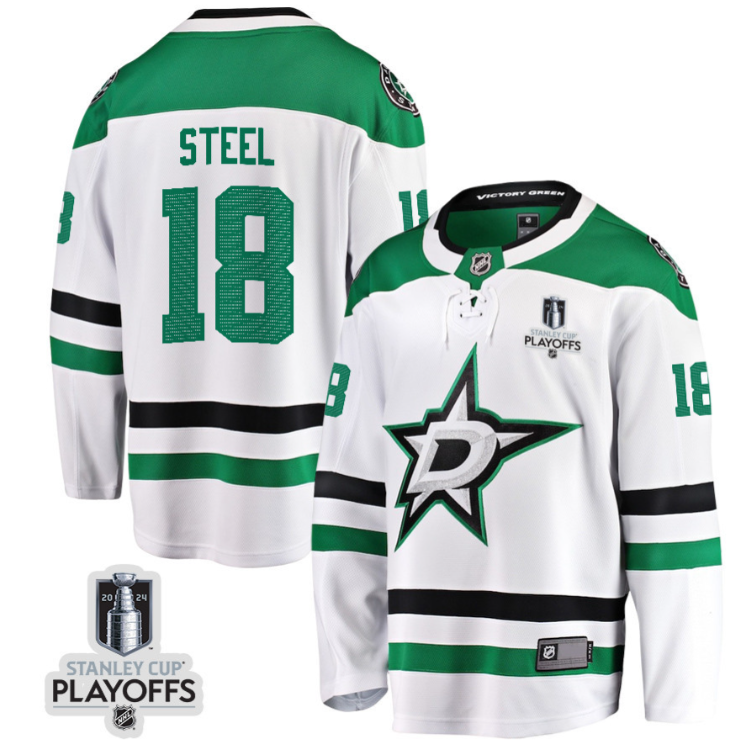 Sam Steel 18 Dallas Stars 2024 NHL Playoffs Patch Away Breakaway Jersey - Men